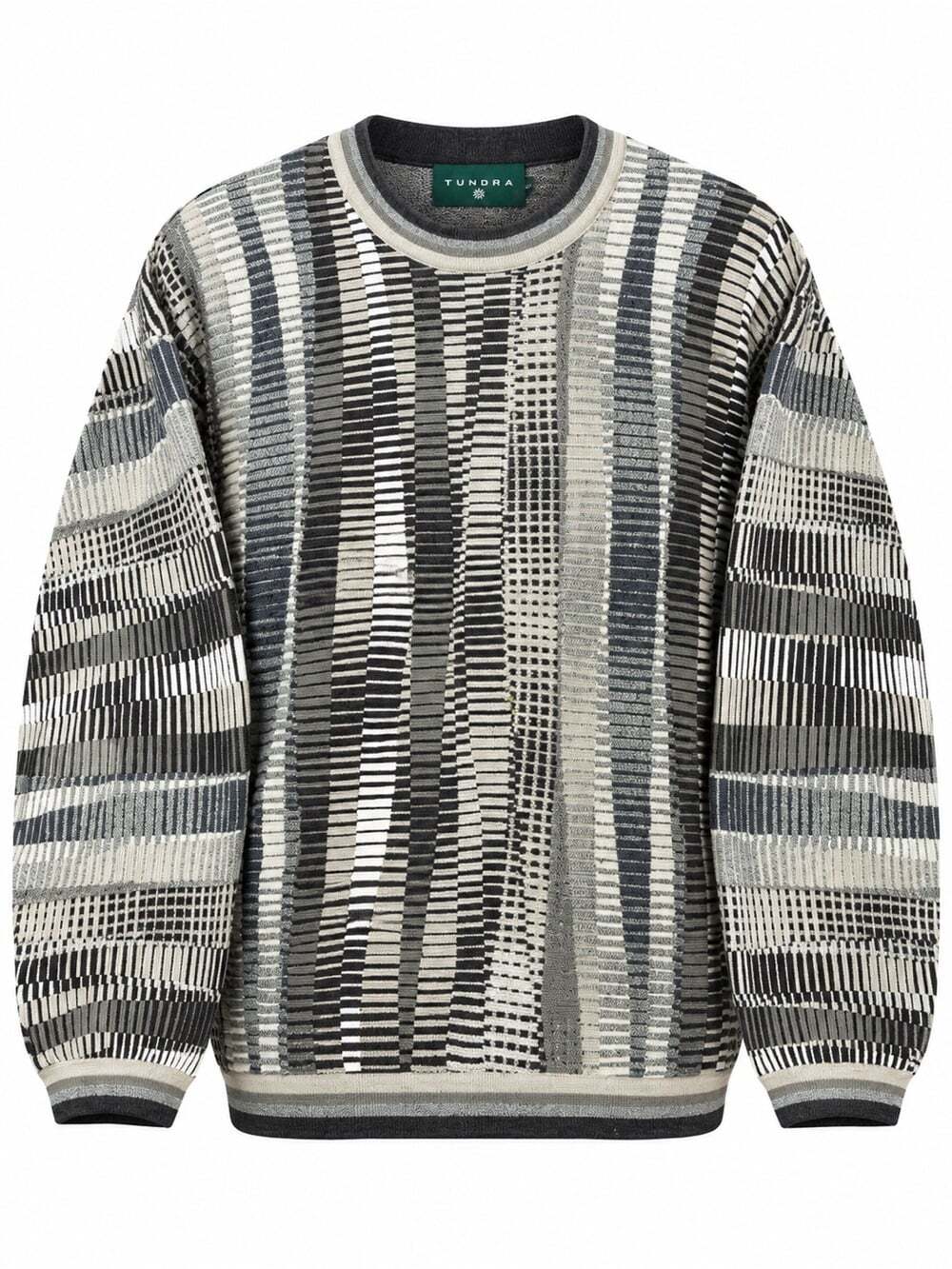 Vintage Tundra Canada Cotton Sweater Size M Grey Geometric Knit Grandpa Core 90s